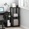 Furinno SIMPLISTIC Side Table Set of 2, 2-Tier Square Modern End Table, Nightstand, Night Stand, Bedside Table, Toolless Assembly, for Living Room, Bedroom, Americano(Columbia Walnut/Black)