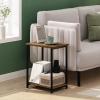 Furinno SIMPLISTIC Side Table Set of 2, 2-Tier Square Modern End Table, Nightstand, Night Stand, Bedside Table, Toolless Assembly, for Living Room, Bedroom, Americano(Amber Pine)