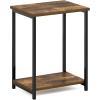 Furinno SIMPLISTIC Side Table Set of 2, 2-Tier Square Modern End Table, Nightstand, Night Stand, Bedside Table, Toolless Assembly, for Living Room, Bedroom, Americano(Amber Pine)