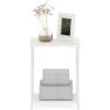 Furinno SIMPLISTIC Side Table Set of 2, 2-Tier Square Modern End Table, Nightstand, Night Stand, Bedside Table, Toolless Assembly, for Living Room, Bedroom, Americano(White/White)