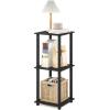 Furinno SIMPLISTIC Side Table Set of 2, 2-Tier Square Modern End Table, Nightstand, Night Stand, Bedside Table, Toolless Assembly, for Living Room, Bedroom, Americano(Americano/Black)