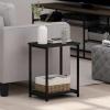 Furinno SIMPLISTIC Side Table Set of 2, 2-Tier Square Modern End Table, Nightstand, Night Stand, Bedside Table, Toolless Assembly, for Living Room, Bedroom, Americano(Espresso)