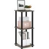 Furinno SIMPLISTIC Side Table Set of 2, 2-Tier Square Modern End Table, Nightstand, Night Stand, Bedside Table, Toolless Assembly, for Living Room, Bedroom, Americano(French Oak/Black)