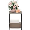 Furinno SIMPLISTIC Side Table Set of 2, 2-Tier Square Modern End Table, Nightstand, Night Stand, Bedside Table, Toolless Assembly, for Living Room, Bedroom, Americano(French Oak)