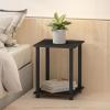 Furinno SIMPLISTIC Side Table Set of 2, 2-Tier Square Modern End Table, Nightstand, Night Stand, Bedside Table, Toolless Assembly, for Living Room, Bedroom, Americano(Espresso/Black)