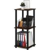 Furinno SIMPLISTIC Side Table Set of 2, 2-Tier Square Modern End Table, Nightstand, Night Stand, Bedside Table, Toolless Assembly, for Living Room, Bedroom, Americano(Amber Pine/Black)
