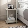 Furinno SIMPLISTIC Side Table Set of 2, 2-Tier Square Modern End Table, Nightstand, Night Stand, Bedside Table, Toolless Assembly, for Living Room, Bedroom, Americano(Sonoma Oak/White)