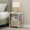 Furinno SIMPLISTIC Side Table Set of 2, 2-Tier Square Modern End Table, Nightstand, Night Stand, Bedside Table, Toolless Assembly, for Living Room, Bedroom, Americano(White/White)
