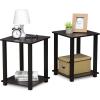 Furinno SIMPLISTIC Side Table Set of 2, 2-Tier Square Modern End Table, Nightstand, Night Stand, Bedside Table, Toolless Assembly, for Living Room, Bedroom, Americano(Dark Walnut)