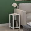 Furinno Simplistic End Table, 2-Pack, French Oak/Black(White/White)