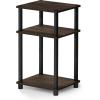 Furinno Simplistic Study Table, Columbia Walnut & Just 3-Tier Turn-N-Tube End Table/Side Table/Night Stand/Bedside Table with Plastic Poles, 1-Pack, Columbia Walnut/Black(Columbia Walnut)