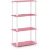 Furinno Turn-N-Tube 3-Tier Compact Multipurpose Shelf Display Rack, Dark Cherry & Just 3-Tier Turn-N-Tube End Table/Side Table/Night Stand(Pink/White)