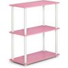 Furinno Turn-N-Tube 3-Tier Compact Multipurpose Shelf Display Rack, Dark Cherry & Just 3-Tier Turn-N-Tube End Table/Side Table/Night Stand(Pink/White)
