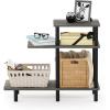 Furinno Turn-N-Tube 3-Tier Sofa Side Table Tall, Espresso/Black(French Oak/Black)