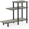 Furinno Turn-N-Tube 3-Tier Sofa Side Table Tall, Espresso/Black(French Oak/Black)