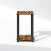 Furinno Turn-N-Tube 3-Tier Wood Slat End Table with Open Shelves, Natural/Black(Natural/Black)