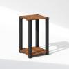 Furinno Turn-N-Tube 3-Tier Wood Slat End Table with Open Shelves, Natural/Black(Natural/Black)