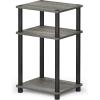 Furinno Turn-N-Tube 5 Tier Wide Shoe Rack, French Oak Grey/Black & Just 3-Tier Turn-N-Tube End Table/Side Table/Night Stand/Bedside Table with Plastic Poles, 1-Pack, French Oak Grey/Black