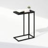 Furinno Turn-N-Tube Side Table, 2-Tier Oval Sofa End Table with Wheels, Round Corner Night Stand, Bedside Table with Open Shelf, Toolless Assembly, for Living Room, Bedroom, Amber Oak(Americano)
