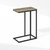 Furinno Turn-N-Tube Side Table, 2-Tier Oval Sofa End Table with Wheels, Round Corner Night Stand, Bedside Table with Open Shelf, Toolless Assembly, for Living Room, Bedroom, Amber Oak(French Oak Grey)