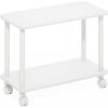 Furinno Turn-N-Tube Side Table, 2-Tier Oval Sofa End Table with Wheels, Round Corner Night Stand, Bedside Table with Open Shelf, Toolless Assembly, for Living Room, Bedroom, Amber Oak(White/White)