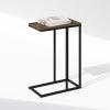 Furinno Turn-N-Tube Side Table, 2-Tier Oval Sofa End Table with Wheels, Round Corner Night Stand, Bedside Table with Open Shelf, Toolless Assembly, for Living Room, Bedroom, Amber Oak(Columbia Walnut)