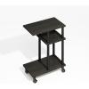 Furinno Turn-N-Tube Side Table, 2-Tier Oval Sofa End Table with Wheels, Round Corner Night Stand, Bedside Table with Open Shelf, Toolless Assembly, for Living Room, Bedroom, Amber Oak(Black Espresso/Black)