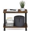Furinno Turn-N-Tube Side Table, 2-Tier Oval Sofa End Table with Wheels, Round Corner Night Stand, Bedside Table with Open Shelf, Toolless Assembly, for Living Room, Bedroom, Amber Oak(Amber Pine/Black)