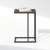 Furinno Turn-N-Tube Side Table, 2-Tier Oval Sofa End Table with Wheels, Round Corner Night Stand, Bedside Table with Open Shelf, Toolless Assembly, for Living Room, Bedroom, Amber Oak(Columbia Walnut)