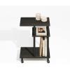 Furinno Turn-N-Tube Side Table, 2-Tier Oval Sofa End Table with Wheels, Round Corner Night Stand, Bedside Table with Open Shelf, Toolless Assembly, for Living Room, Bedroom, Amber Oak(Black Espresso/Black)