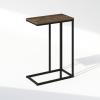 Furinno Turn-N-Tube Side Table, 2-Tier Oval Sofa End Table with Wheels, Round Corner Night Stand, Bedside Table with Open Shelf, Toolless Assembly, for Living Room, Bedroom, Amber Oak(Columbia Walnut)