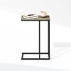 Furinno Turn-N-Tube Side Table, 2-Tier Oval Sofa End Table with Wheels, Round Corner Night Stand, Bedside Table with Open Shelf, Toolless Assembly, for Living Room, Bedroom, Amber Oak(French Oak Grey)