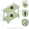 Furinno Turn-N-Tube Side Table, 2-Tier Oval Sofa End Table with Wheels, Round Corner Night Stand, Bedside Table with Open Shelf, Toolless Assembly, for Living Room, Bedroom, Amber Oak(Amber Pine/Black)