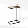 Furinno Turn-N-Tube Side Table, 2-Tier Oval Sofa End Table with Wheels, Round Corner Night Stand, Bedside Table with Open Shelf, Toolless Assembly, for Living Room, Bedroom, Amber Oak(French Oak Grey)