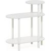 Furinno Turn-N-Tube Side Table, 3-Tier Oval Sofa End Table with Open Shelf, Toolless Assembly Night Stand, Bedside Table, for Living Room, Bedroom, White(White/White)