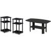 Furinno 3-Tier End Table and Coffee Table Set (2-Pack)(Americano/Black)