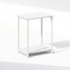 Furinno Classic Night Stand Set of 2, Triple Thick Tabletop Nightstand, Square Bedside Table, End Table, Side Table, Easy Assembly, for Bedroom, Living Room, Black(White/White)