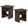 Furinno Dario End Table / Side Table / Night Stand / Bedside Table with Bin Drawer, 1-Pack, Light Blue/Light Blue(Columbia Walnut/Dark Brown)