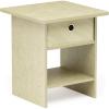 Furinno Dario End Table / Side Table / Night Stand / Bedside Table with Bin Drawer, 1-Pack, Light Blue/Light Blue(Cream Faux Marble/Ivory)