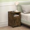 Furinno Farmhouse Nightstand with Charging Station, Bedside Table, Side Table, End Table with Door, USB Ports and Outlets, for Bedroom, Living Room, Amber Pine(Amber Pine)