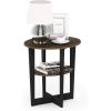 Furinno JAYA Side Table Set of 2, 2-Tier Round End Table with Oval Tabletop, Night Stand, Bedside Table with Open Shelf, for Living Room, Bedroom, Walnut(Columbia Walnut/Black)