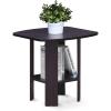 Furinno JAYA Side Table Set of 2, 2-Tier Round End Table with Oval Tabletop, Night Stand, Bedside Table with Open Shelf, for Living Room, Bedroom, Walnut(Dark Walnut)