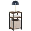 Furinno JUST Side Table, 3-Tier Turn-N-Tube End Table with Open Shelf, Round Curve Corner Night Stand, Bedside Table, Easy Assembly, for Living Room, Bedroom, White(Amber Pine)