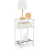 Furinno JUST Side Table, 3-Tier Turn-N-Tube End Table with Open Shelf, Round Curve Corner Night Stand, Bedside Table, Easy Assembly, for Living Room, Bedroom, White(White/White)
