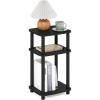 Furinno JUST Side Table, 3-Tier Turn-N-Tube End Table with Open Shelf, Round Curve Corner Night Stand, Bedside Table, Easy Assembly, for Living Room, Bedroom, White(Americano/Black)