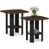 Furinno SIMPLE DESIGN Side Table Set of 2, 2-Tier Modern End Table with Soft Edges, Open Shelves Night Stand, Bedside Table, for Living Room, Bedroom, Columbia Walnut(1)