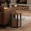Furinno Turn-N-Tube 3-Tier Wood Slat End Table with Open Shelves, Natural/Black(Natural/Black)