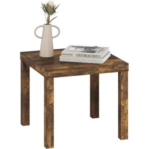 Furinno Classic Homey Square Parsons Side End Table, Set of 2, Black(Amber Pine)