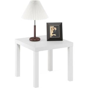 Furinno Classic Homey Square Parsons Side End Table, Set of 2, Black(White)