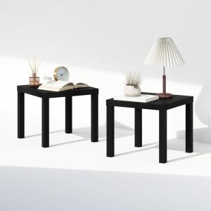 Furinno Classic Night Stand Set of 2, Triple Thick Tabletop Nightstand, Square Bedside Table, End Table, Side Table, Easy Assembly, for Bedroom, Living Room, Black(Black)